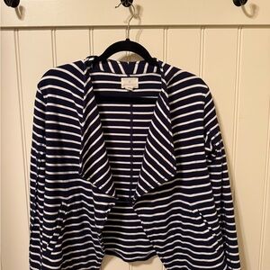 Caslon Navy and White Striped Cardigan
